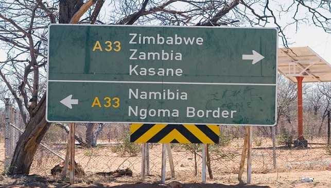 שלט על גבול זימבבואה נמיביה