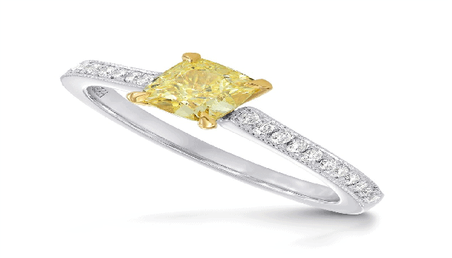 טבעת משובצת יהלום קושן פנסי צהוב 2