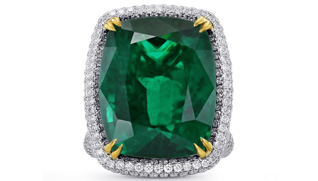 The 27.08 carat emerald and fancy vivid yellow diamond ring