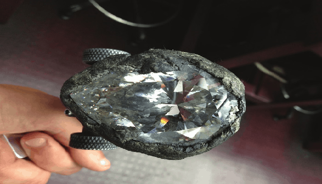 The pear shaped 228.31 carat G color VS1 clarity polished diamond