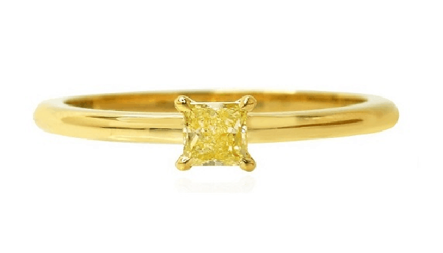 טבעת סוליטר זהב צהוב 18 קרט של לייביש